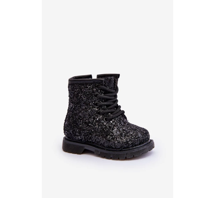 Dětské Brokatové Botky Oceněné Se Zipem Černé Saussa Dětské Brokatové Botky Oceněné Se Zipem Černé Saussa