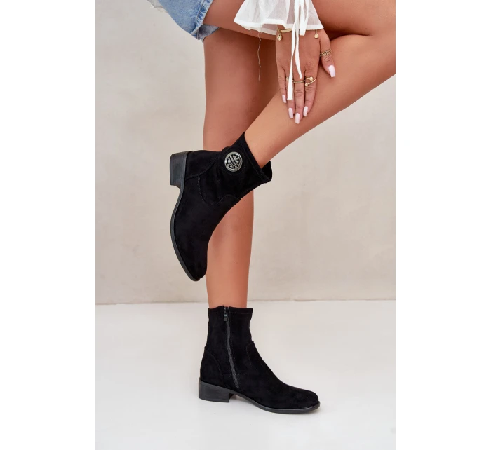 Dámské kotníčkové boty na ploché podrážce se zipem béžové Loratie