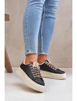 na platformě s ozdobnými šňůrkami černé model 21683454 - Boto na platformě s ozdobnými šňůrkami černé model 21683454 - Boto