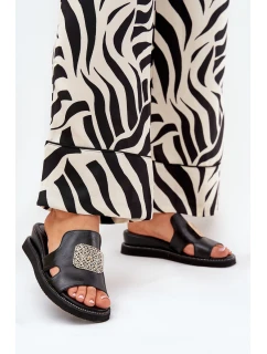 Dámské Sandály Na Klínu Eko Kůže S Ozdobou Černé model 21686797 - Boto