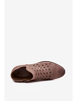 Dámské perforované kotníkové boty na nízkém podpatku Vinceza 58626 tmavě béžové Dámské perforované kotníkové boty na nízkém podpatku Vinceza 58626 tmavě béžové