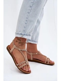 Dámské ploché sandály s pásky Béžové Zelda