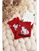 Dámské lesklé vánoční ponožky se sněhulákem červeným