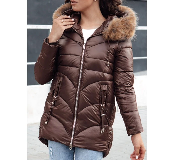 Dámská zimní bunda s kapucí WINTERCHIC hnědá FashionStreet TY4458