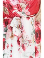 Vzdušné maxi šaty s obálkovým výstřihem a květinovým vzorem RED model 21151839 - numoco basic Vzdušné maxi šaty s obálkovým výstřihem a květinovým vzorem RED model 21151839 - numoco basic