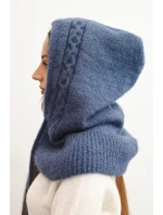 Dámská čepice s kapucí a pleteným vzorem bílá Dámská čepice s kapucí a pleteným vzorem bílá