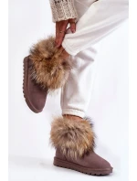 Dámské semišové sněhule s kožešinovou šedou model 21602003 - Boto Dámské semišové sněhule s kožešinovou šedou model 21602003 - Boto
