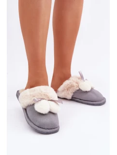 Dámské Pantofle S Kožíškem Šedé Nartani
