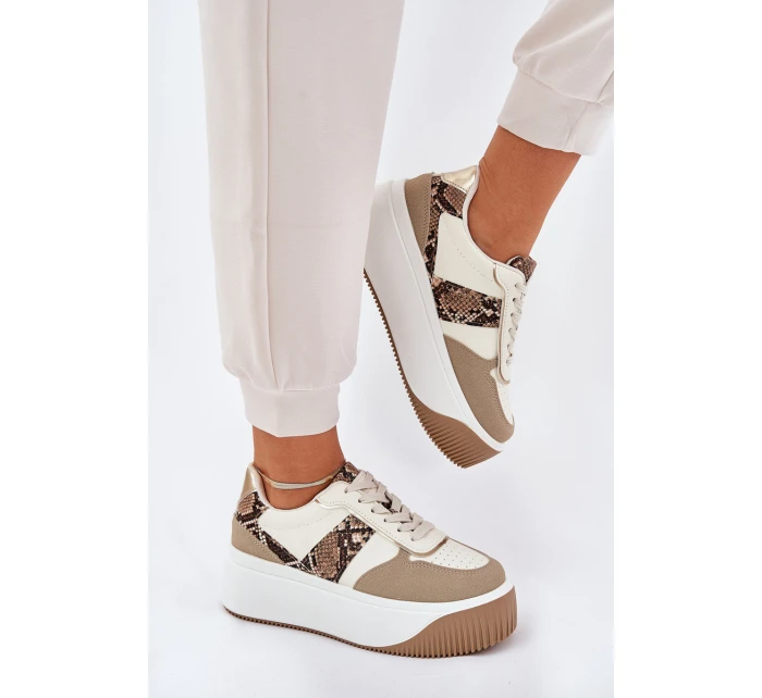 Dámské Tenisky Na Masivní Platformě Zvířecí Vzor Béžové Telanila Dámské Tenisky Na Masivní Platformě Zvířecí Vzor Béžové Telanila