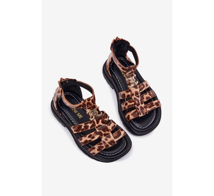 Dívčí Sandály Gladiátoři Se Zlatým Detalem Panterka Vesira Dívčí Sandály Gladiátoři Se Zlatým Detalem Panterka Vesira