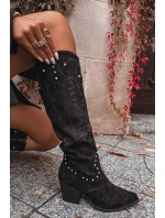 Dámské Kůže  Na Podpatku Černé model 21715063 - Boto