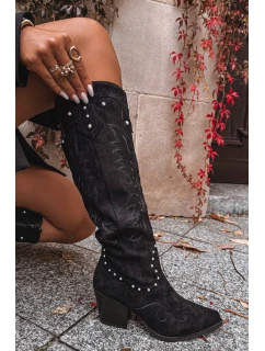 Dámské Kůže  Na Podpatku Černé model 21715063 - Boto