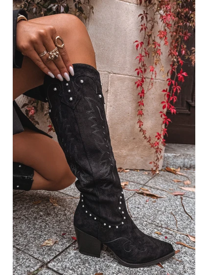 Dámské Kůže  Na Podpatku Černé model 21715063 - Boto