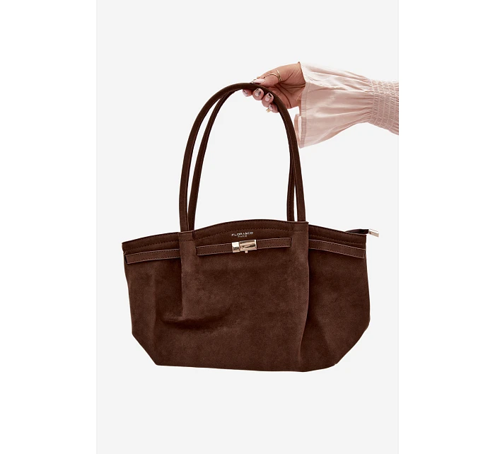 Shopper kabelka z eko semiše čokoládová Elleea