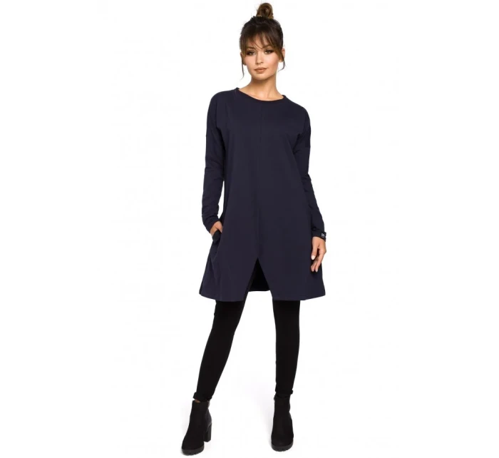 B042 Tunika s předním rozparkem - černá