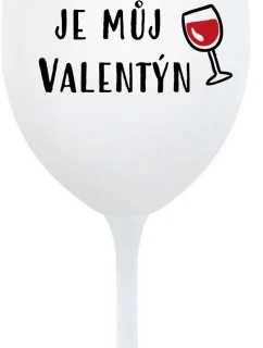 VÍNO JE MŮJ VALENTÝN - bílá  sklenice na víno 350 ml