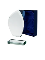 Skleněná trofej s matným podstavcem a pouzdrem