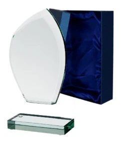 Skleněná trofej s matným podstavcem a pouzdrem