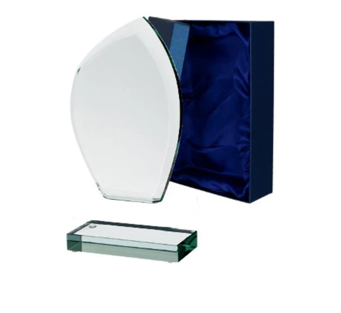 Skleněná trofej s matným podstavcem a pouzdrem