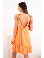 Dámské viskózové šaty na ramínkách s volánem a vázáním oranžové