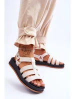 Dámské sandály na suchý zip Světle béžová model 21615530 - Zaxy