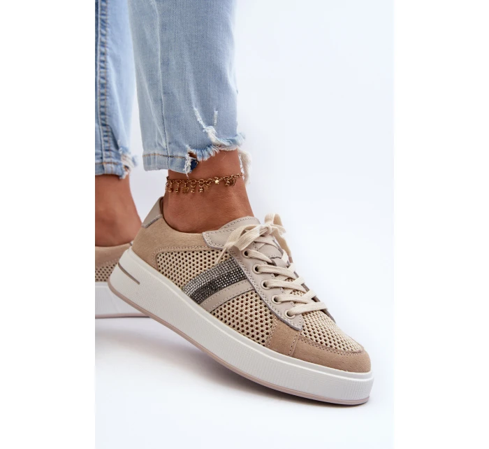 Dámské kožené tenisky D&A LR110 béžové