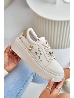 Dámské Kožené Sneakersy Na Platformě S A Béžové model 21675580 - VINCEZA Dámské Kožené Sneakersy Na Platformě S A Béžové model 21675580 - VINCEZA