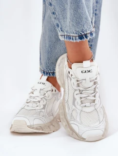 Dámské Kožené Tenisky model 21691437 Béžové - Goe