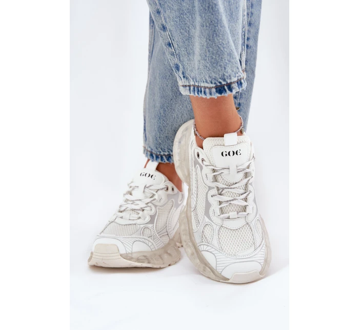 Dámské Kožené Tenisky model 21691437 Béžové - Goe