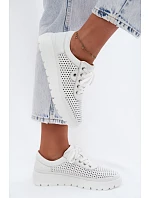 Kožené Ažurové Dámské Polobotky Vinceza 79629 Bílé