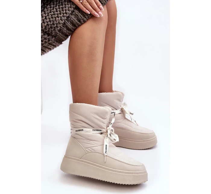 Dámské sněhule s ozdobným šněrováním světle béžová Siracna