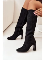 Dámské kotníkové boty Zamira na sloupkovém podpatku – černé