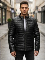 Pánská zimní prošívaná kožená bunda černá FashionStreet TX5113