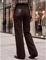 Dámské džíny s širokými nohavicemi a vysokým pasem, hnědé, FashionStreet UY3136 Dámské džíny s širokými nohavicemi a vysokým pasem, hnědé, FashionStreet UY3136