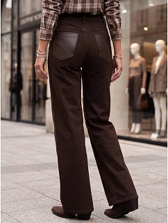 Jeansy damskie wide leg z wysokim stanem brązowe model 22361880 - FashionStreet