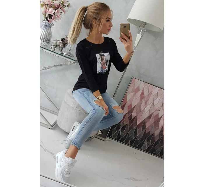 Halenka s potiskem Originální černá