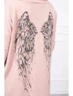 Mikina s potiskem křídel pudrově růžová