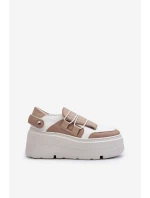 Zazoo 1833 Dámské Kožené Tenisky na Masivní Podrážce Bílé