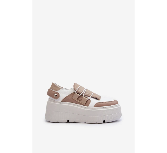 Zazoo 1833 Dámské Kožené Tenisky na Masivní Podrážce Bílé