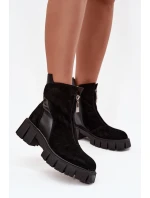 Dámské kozačky z pravé semišové kůže s podšívkou D A  Černé model 21715544 - D&A