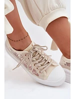 Dámské tenisky s krajkou na platformě Lee Cooper LCW-26-44-4481 Béžové