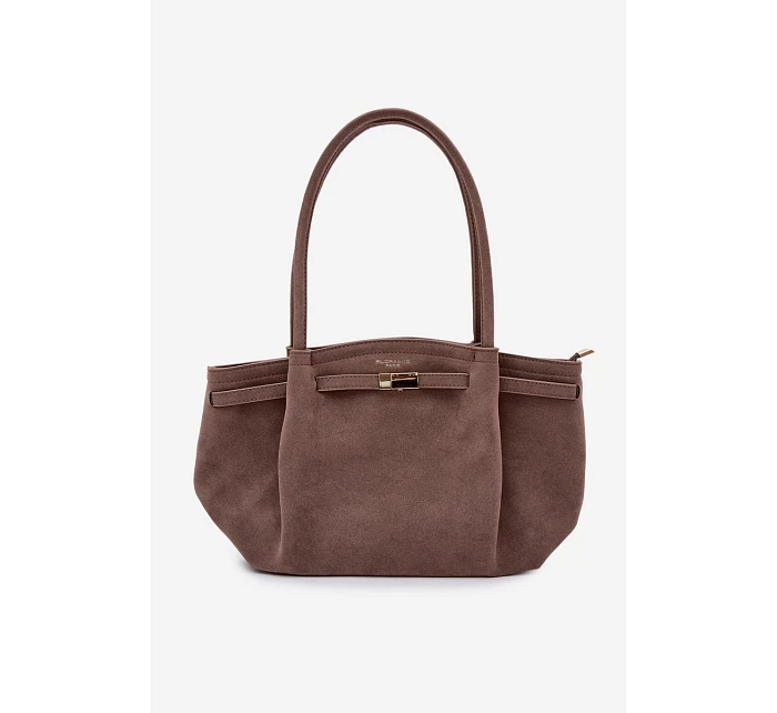 Shopper kabelka z eko semiše tmavohnědá Elleea