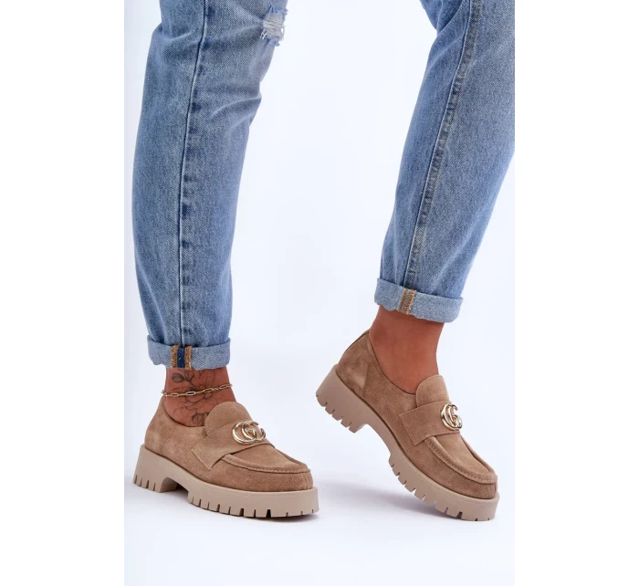 Dámské semišové polobotky s ozdobou Bežové Rosefalls