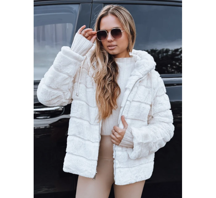 Dámská oboustranná kožešinová bunda s kapucí světle béžová Dstreet model 21993387 - FashionStreet