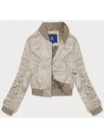 Krátká béžová dámská bunda typu bomber model 18117131 - Ann Gissy Krátká béžová dámská bunda typu bomber model 18117131 - Ann Gissy