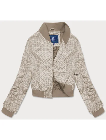 Krátká béžová dámská bunda typu bomber model 18117131 - Ann Gissy Krátká béžová dámská bunda typu bomber model 18117131 - Ann Gissy