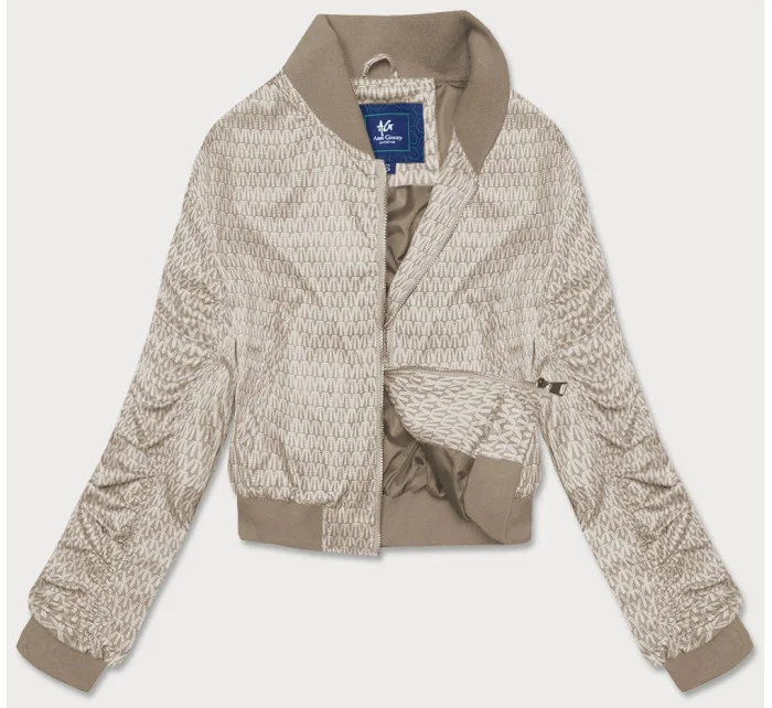 Krátká béžová dámská bunda typu bomber model 18117131 - Ann Gissy Krátká béžová dámská bunda typu bomber model 18117131 - Ann Gissy