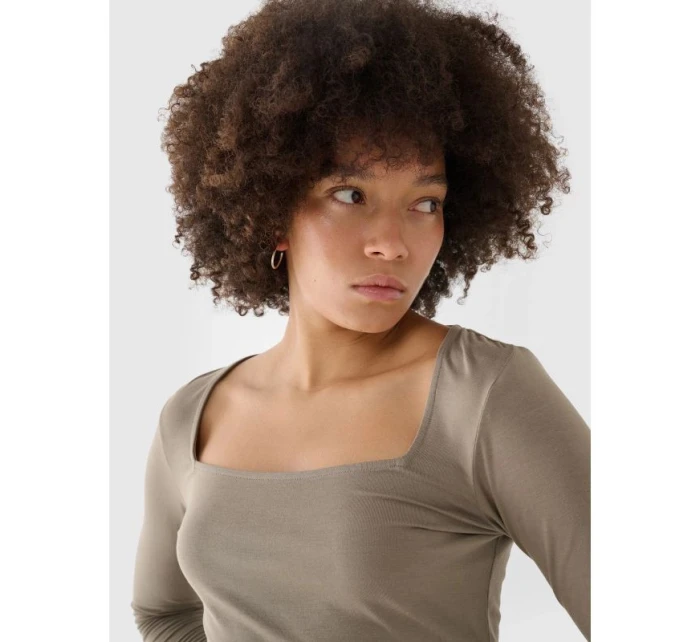 Dámské hladké tričko s dlouhým rukávem model 21431878 - 4F Dámské hladké tričko s dlouhým rukávem model 21431878 - 4F