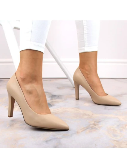 Sergio Leone W SK415B béžové lodičky na podpatku