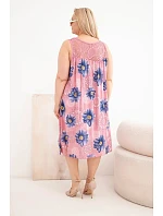 Dámské šaty Plus Size z viskózy s květinovým vzorem a krajkovým výstřihem tmavě růžová Dámské šaty Plus Size z viskózy s květinovým vzorem a krajkovým výstřihem tmavě růžová
